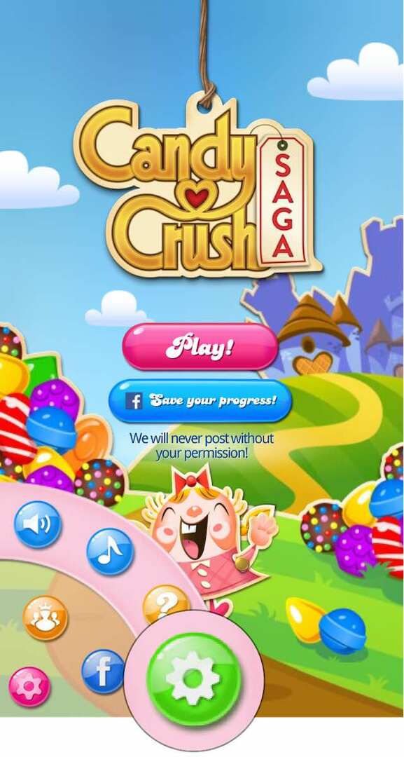 Candy Crush -asetukset -painike