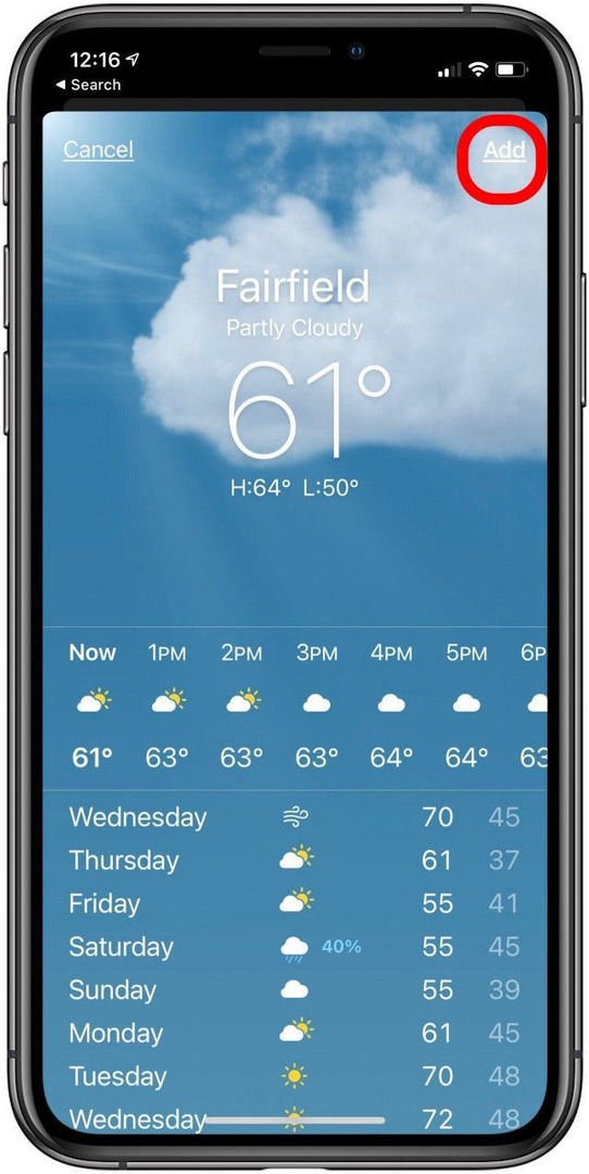 Standardstandort zur Wetter-App hinzufügen