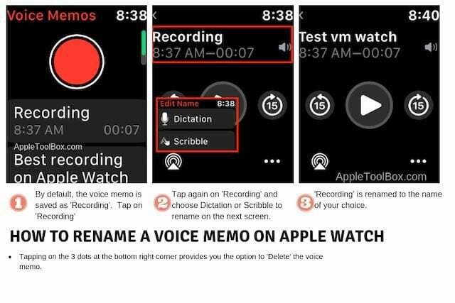 Cara mengganti nama memo Suara di Apple Watch