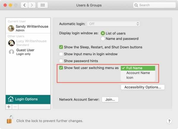 Přidejte tlačítko pro přepínání uživatelů Mac na lištu nabídek