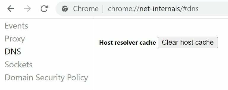 Chrome tühjendage DNS-i vahemälu