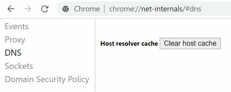 chrome očisti DNS predmemoriju