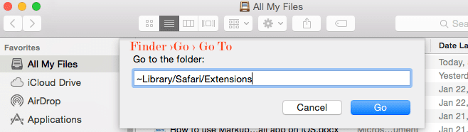 Safari-Dateien aus dem Finder