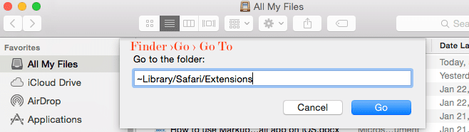 Safari-filer fra Finder