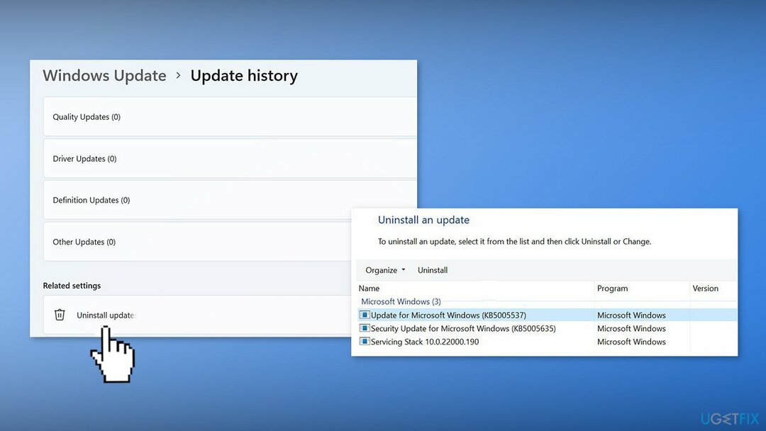 नवीनतम Windows Update2 को अनइंस्टॉल करें
