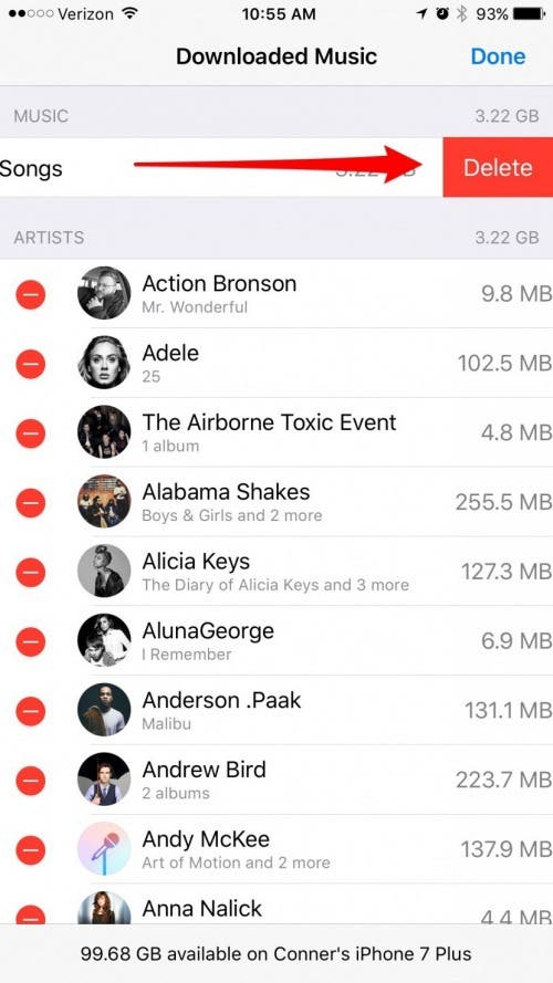 hogyan törölhetek dalokat az iPhone-omról