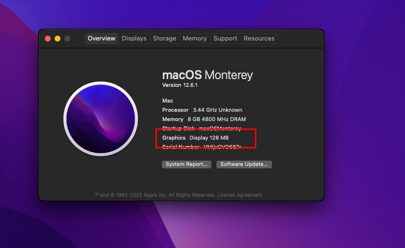 Vylepšená grafika nebo paměť VRAM po instalaci VMware Tools macOS