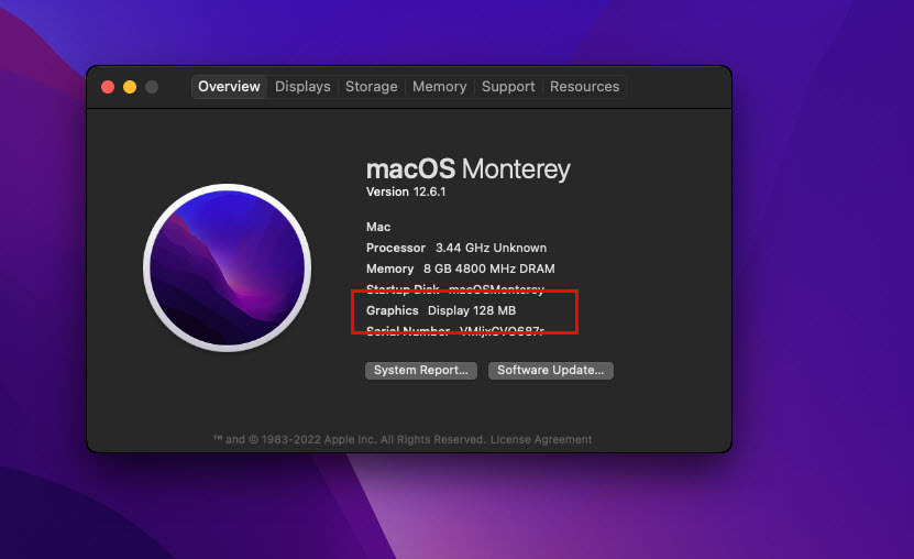 Grafică îmbunătățită sau memorie VRAM după instalarea VMware Tools macOS