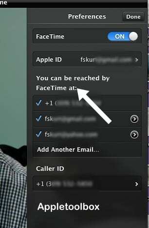 Configurações do OS X Facetime