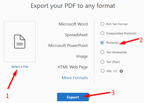 Параметри експорту файлів Adobe-Reader