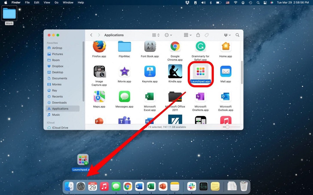 Aggiungi launchpad per agganciare su Mac