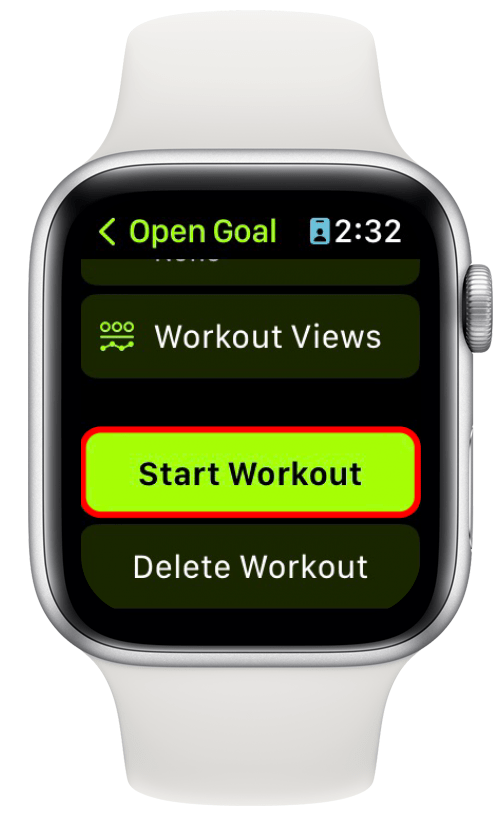 Klepnutím na Start Workout zahájíte cvičení.