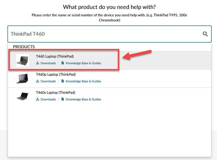 Entrez le nom du produit Lenovo ou le numéro de série