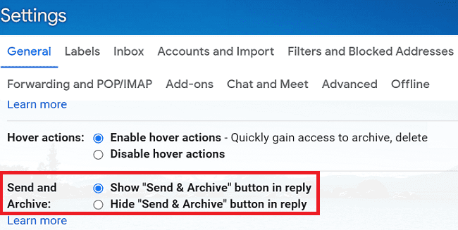 Enable-send-and-archive-gmail