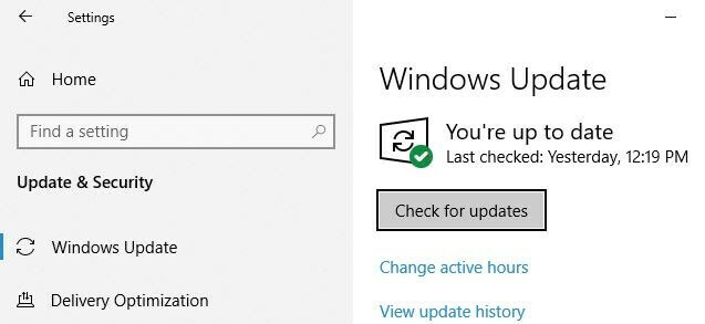 Napsauta kohtaa Windows Update