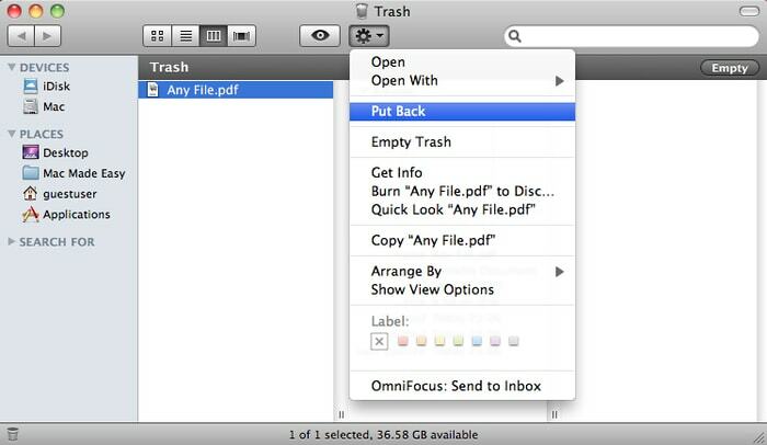 Очистите корзину вашего устройства Mac