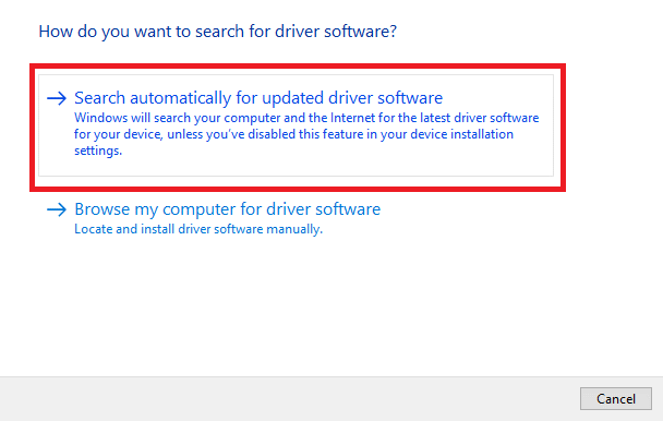 Pesquise automaticamente por software de driver atualizado