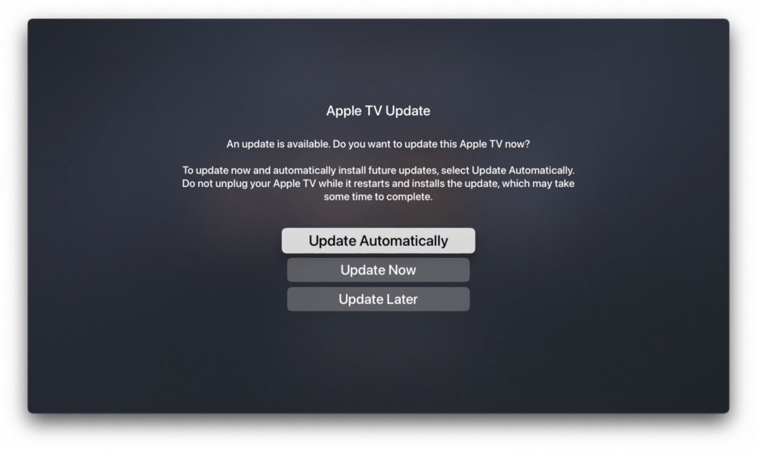 Apple TV Opdater automatisk