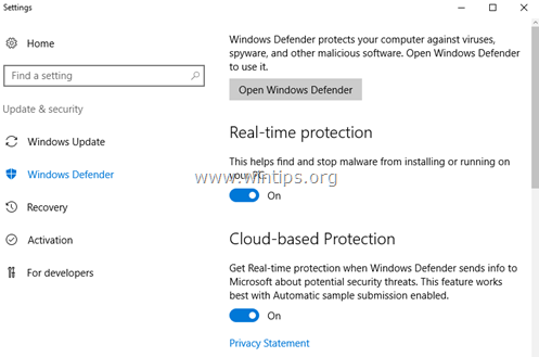 A Windows Defender Antivirus letiltása vagy eltávolítása a Server 2016-ban
