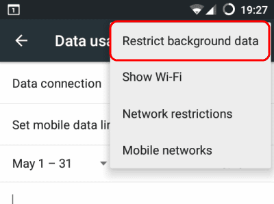 Begræns baggrundsdata Android Lollipop