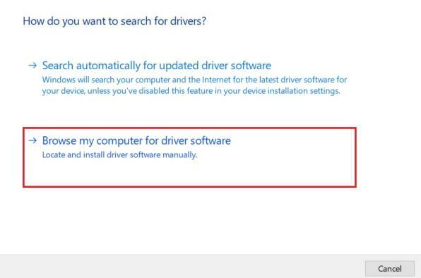 Faceți clic pe Răsfoiți computerul meu pentru software-ul driver