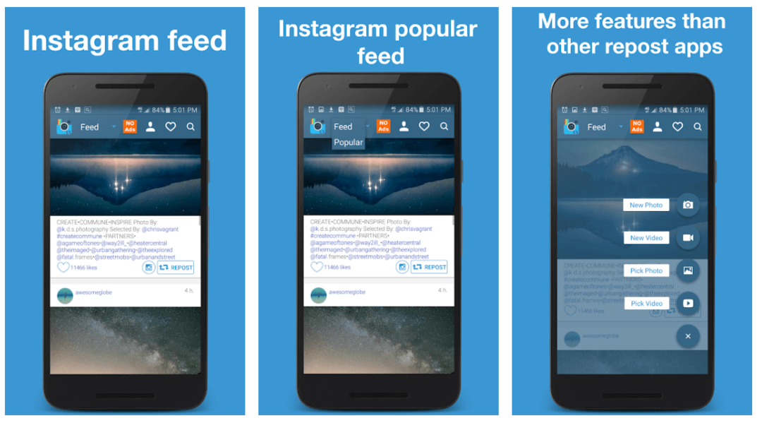 Ezrepost + - Descargador de videos de Instagram