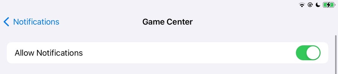 Desactivar las notificaciones de iPadOS Game Center