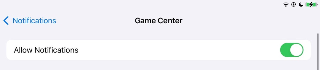 Disattiva le notifiche di iPadOS Game Center