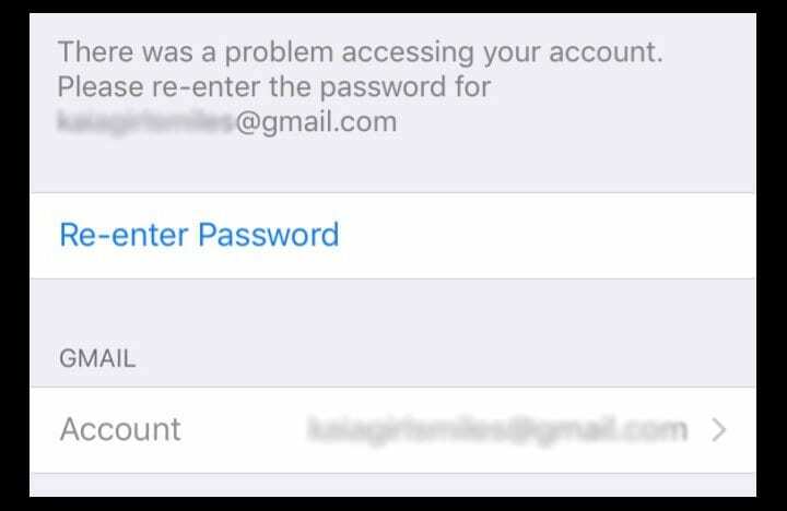 Znovu zadejte hesla k e-mailovým účtům iOS 11