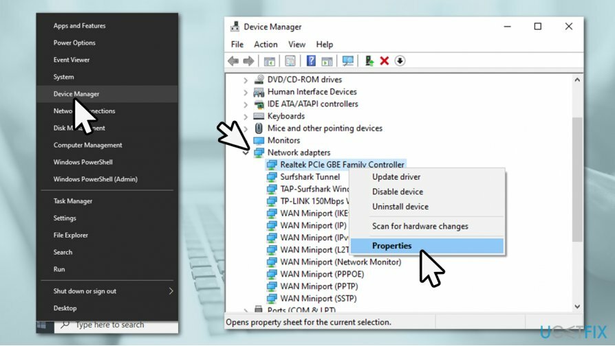 Buka properti adaptor jaringan