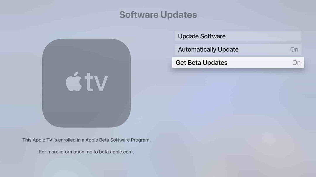 tvOS 13 Beta'yı etkinleştir