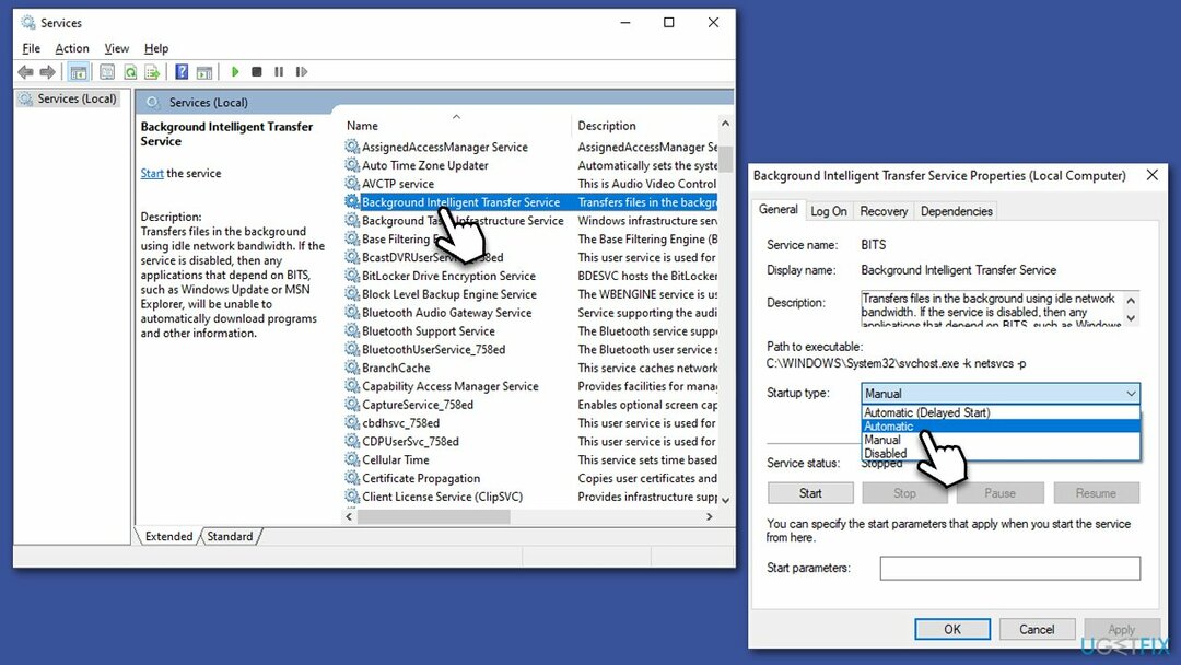 BITS 및 Windows 업데이트 서비스 확인