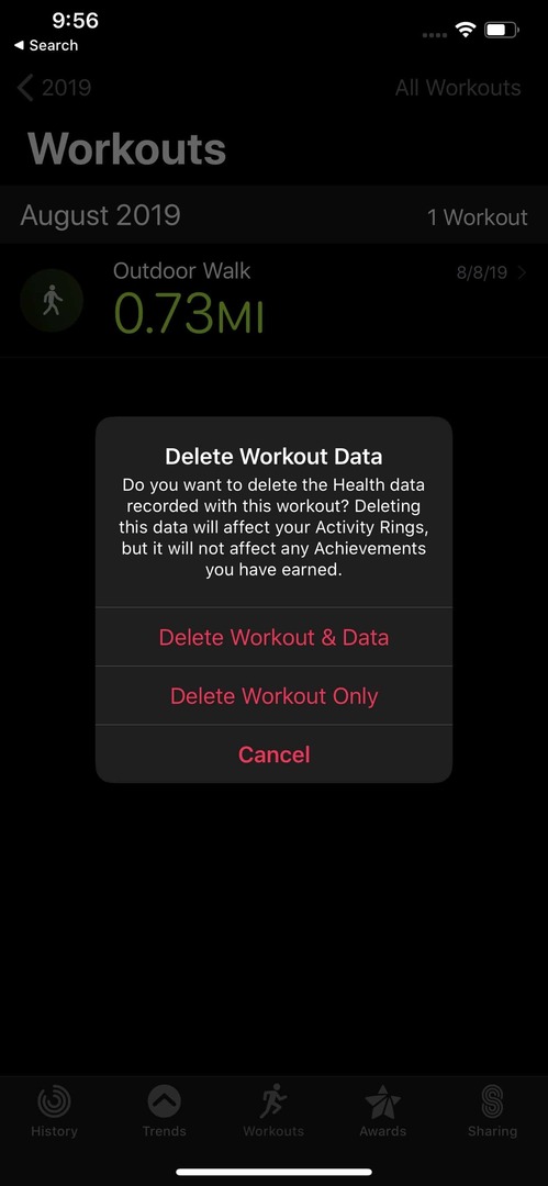 Fjern treningsøkter Apple Watch 1