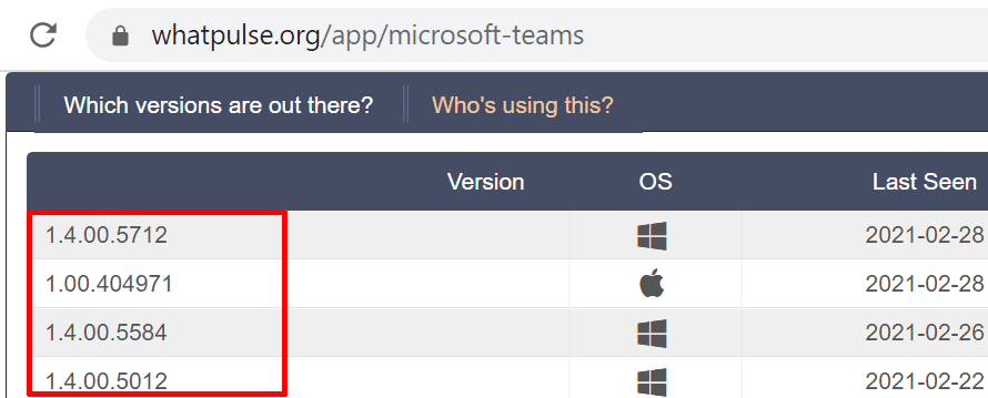 أحدث إصدارات Teams