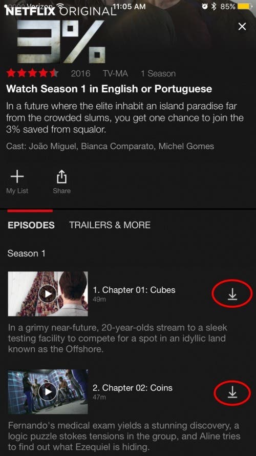 jak pobierać filmy do oglądania offline na Netfliksie