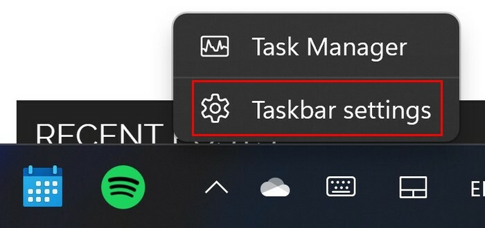 Tegumiriba seadete valik opsüsteemis Windows 11