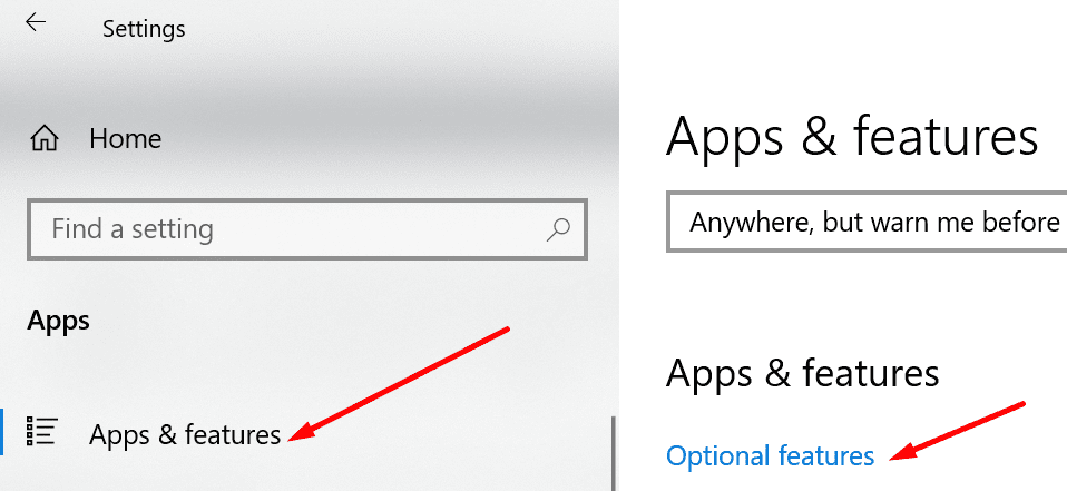 Optionale Funktionen hinzufügen Windows 10