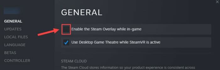 Activați overplay-ul Steam