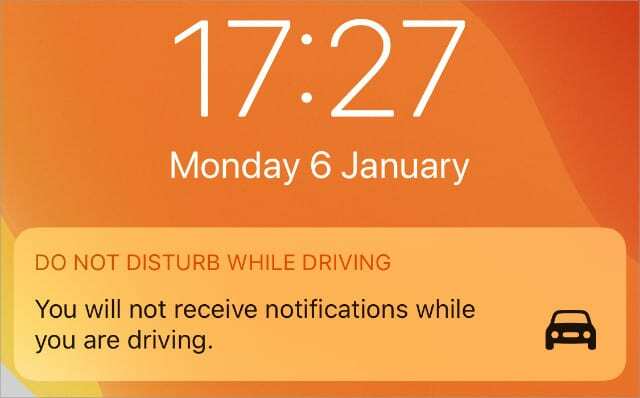 Не безпокойте по време на шофиране Известие за заключен екран