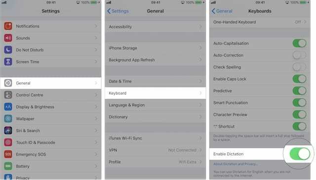 Omogočite diktiranje v nastavitvah iOS