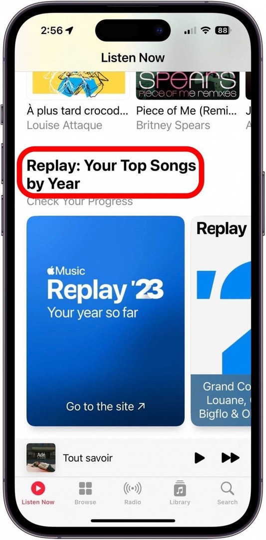 коснитесь опции воспроизведения лучших песен по годам в Apple Music