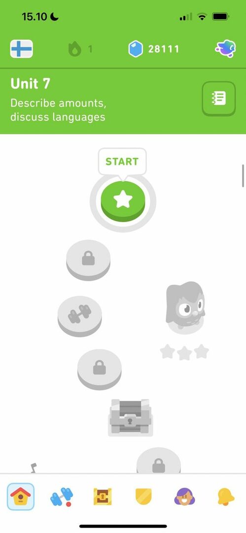 Duolingo'daki yeni yolu gösteren ekran görüntüsü