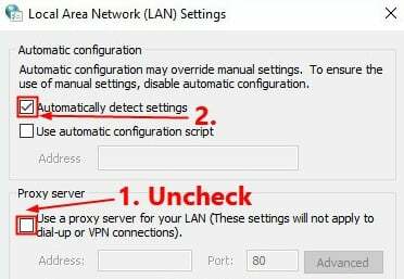 Kies Instellingen automatisch detecteren in LAN-instelling