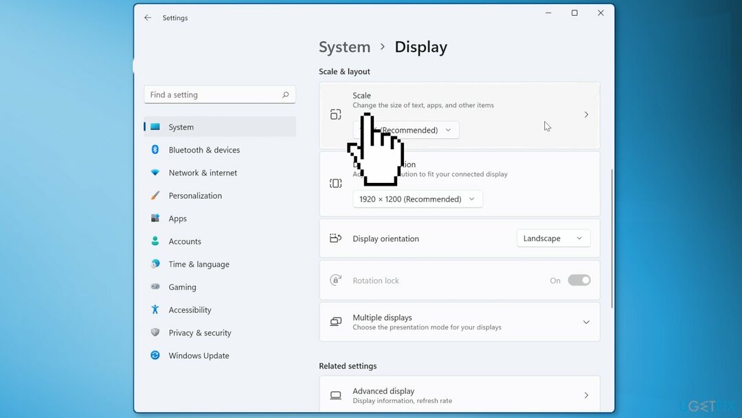 Windows 11 méretarány és elrendezés