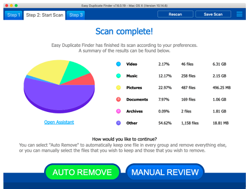 เริ่มการสแกนในโหมดง่ายของ Easy Duplicate Finder