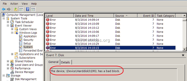 \Device\Harddisk1\DR1, ha un blocco danneggiato