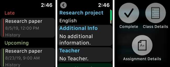 myHomework na Apple Watchu