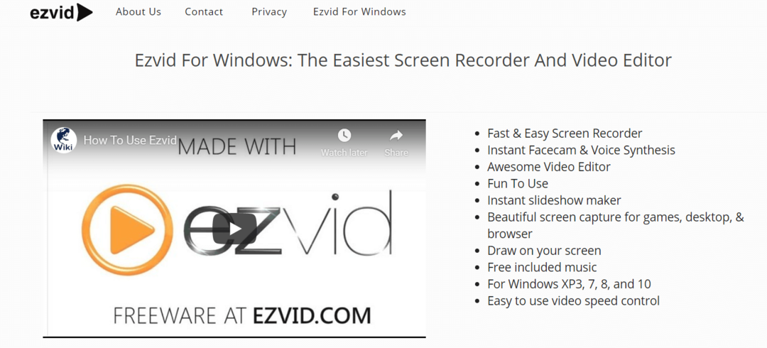 EzVid - Bildschirmaufzeichnungssoftware für Windows