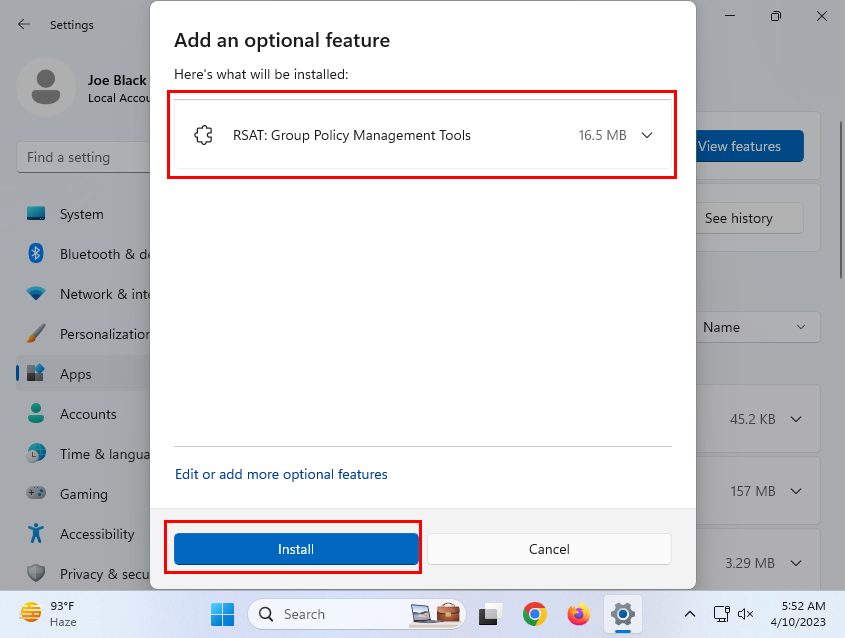 Sådan installeres Group Policy Management Console på Windows 11 fra Indstillinger