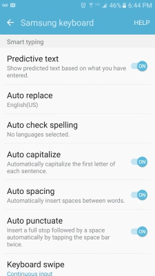 Galaxy S7 Smart Typing-opties